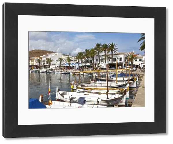 Fishing boats in harbour, Fornells, Menorca, Balearic Islands, Spain