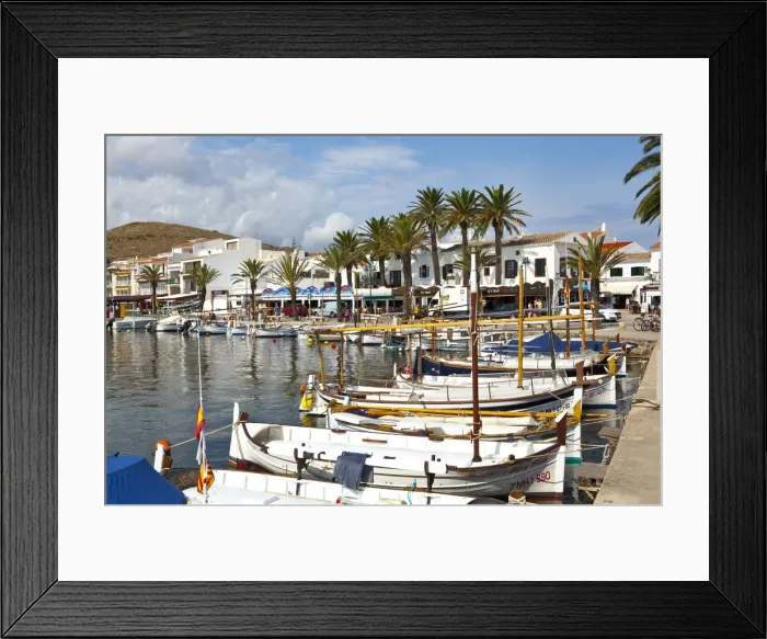 Framed Print : Fishing boats in harbour, Fornells, Menorca, Balearic Islands, Spain Framed Print : Fishing boats in harbour, Fornells, Menorca, Balearic Islands, Spain