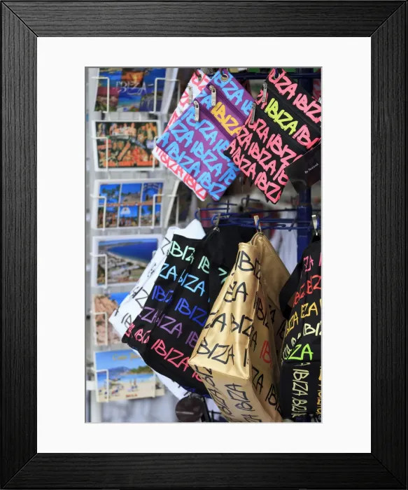 Framed Print : Spain, Balearic Islands, Ibiza, Ibiza old town (UNESCO site), Dalt Vila, souvenir shops Framed Print : Spain, Balearic Islands, Ibiza, Ibiza old town (UNESCO site), Dalt Vila, souvenir shops