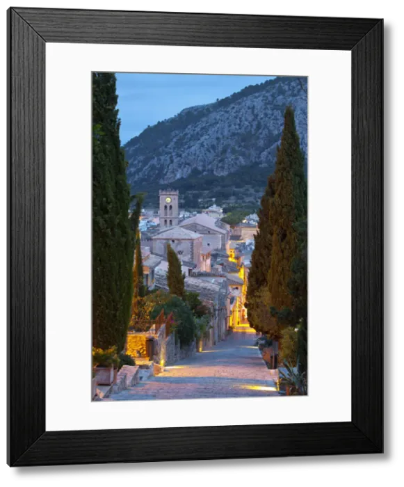 Framed Print : Steps of the Way of the Cross & Nostra Senyora dels Angels church, Pollenca, Mallorca