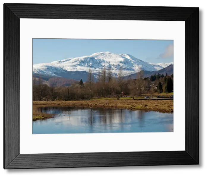 Framed Print : Callander, Scotland. A view of Ben Ledi over the River Teith Framed Print : Callander, Scotland. A view of Ben Ledi over the River Teith