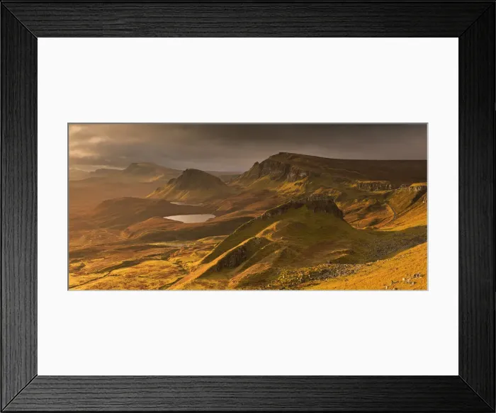 Framed Print : Storm light over the Quiraing on the Isle of Skye, Scotland. Autumn (November) Framed Print : Storm light over the Quiraing on the Isle of Skye, Scotland. Autumn (November)