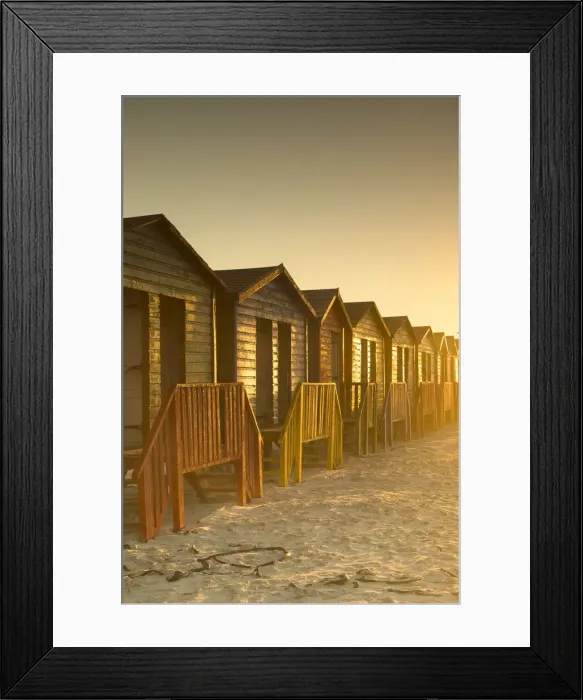 Framed Print : Beach huts on Muizenburg beach at dawn, Cape Town, Western Cape, South Africa Framed Print : Beach huts on Muizenburg beach at dawn, Cape Town, Western Cape, South Africa