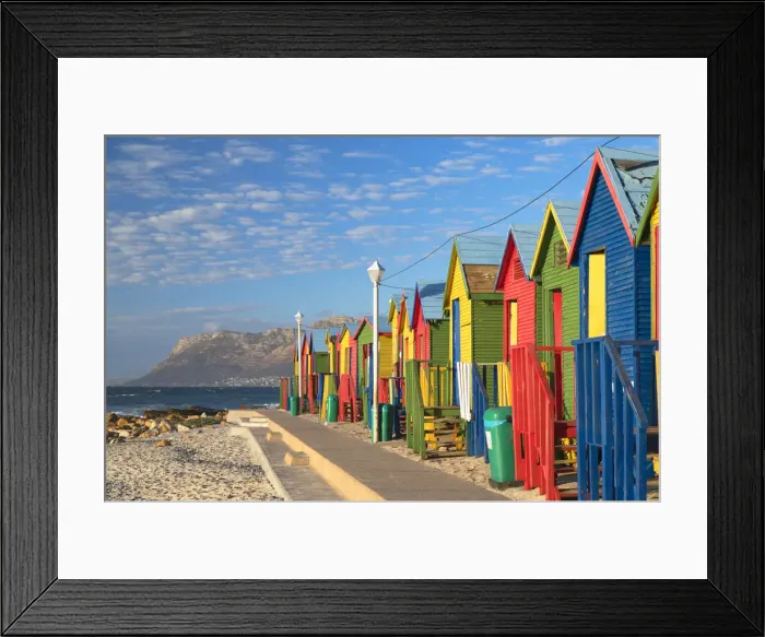 Framed Print : Beach huts at St James beach, Cape Town, Western Cape, South Africa Framed Print : Beach huts at St James beach, Cape Town, Western Cape, South Africa