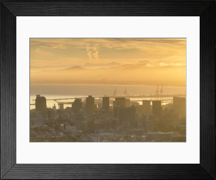 Framed Print : View of City Bowl at dawn, Cape Town, Western Cape, South Africa Framed Print : View of City Bowl at dawn, Cape Town, Western Cape, South Africa