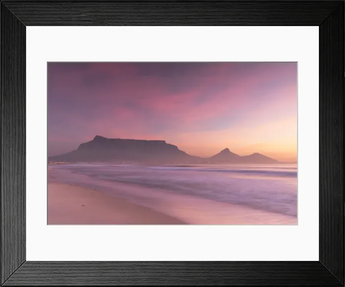 Framed Print : View of Table Mountain from Milnerton beach at sunset, Cape Town, Western Cape, South Framed Print : View of Table Mountain from Milnerton beach at sunset, Cape Town, Western Cape, South