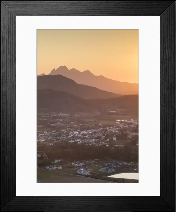 Framed Print : Franschhoek at sunset, Western Cape, South Africa