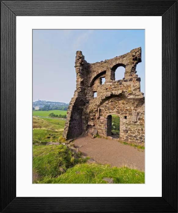 Framed Print : UK, Scotland, Lothian, Edinburgh, Holyrood Park, Ruins of Saint Anthonys Chapel