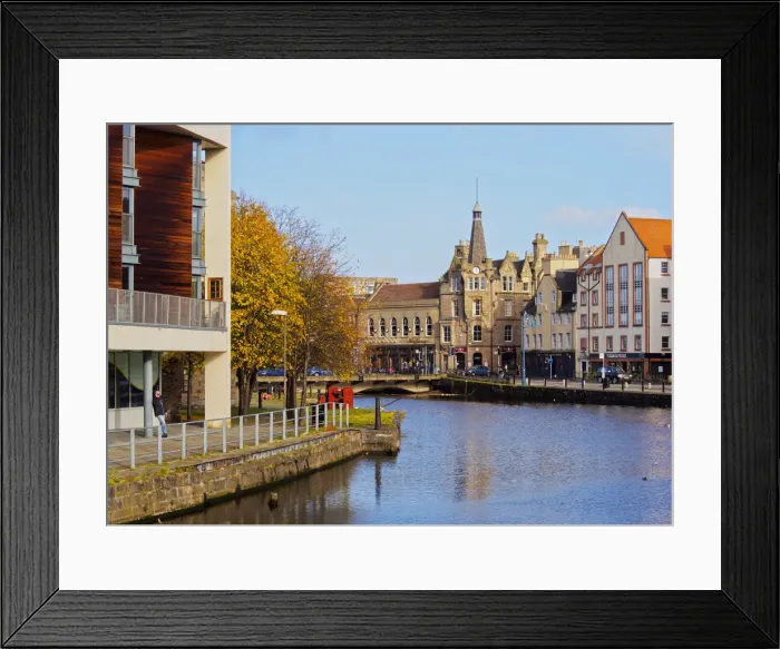 Framed Print : UK, Scotland, Lothian, Edinburgh, View of the Leith Shore from Sandport Place Bridge