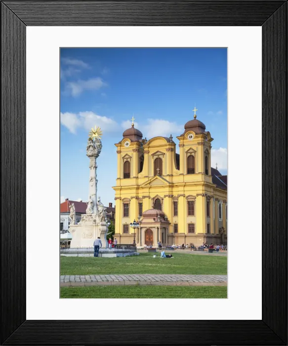Framed Print : Roman Catholic Cathedral and Trinity Column in Piata Unirii, Timisoara, Banat, Romania Framed Print : Roman Catholic Cathedral and Trinity Column in Piata Unirii, Timisoara, Banat, Romania