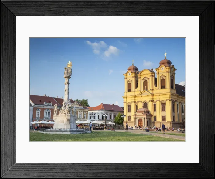 Framed Print : Roman Catholic Cathedral and Trinity Column in Piata Unirii, Timisoara, Banat, Romania Framed Print : Roman Catholic Cathedral and Trinity Column in Piata Unirii, Timisoara, Banat, Romania