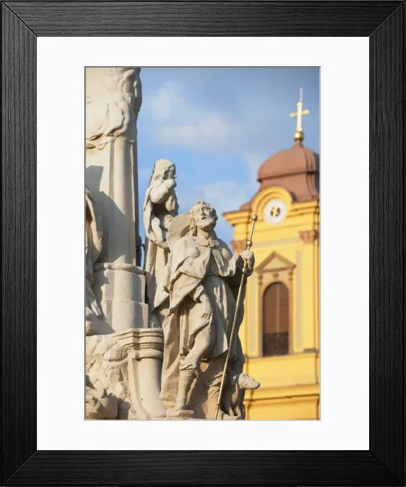 Framed Print : Roman Catholic Cathedral and statue on Trinity Column in Piata Unirii, Timisoara, Banat Framed Print : Roman Catholic Cathedral and statue on Trinity Column in Piata Unirii, Timisoara, Banat