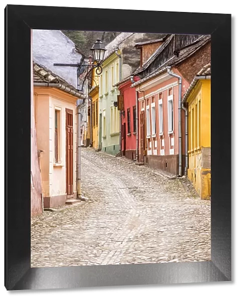 Streets of the medieval town Sighisoara, Transylvania, Romania