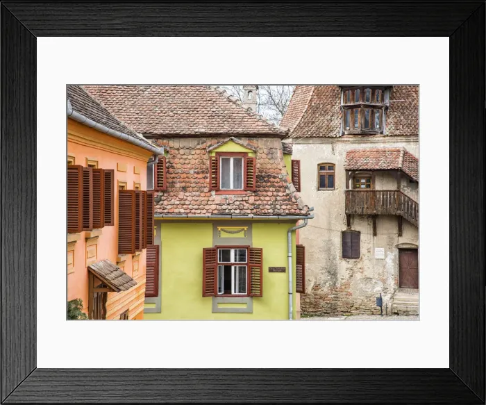 Framed Print : Medieval architecture of Sighisoara, Transylvania, Romania Framed Print : Medieval architecture of Sighisoara, Transylvania, Romania