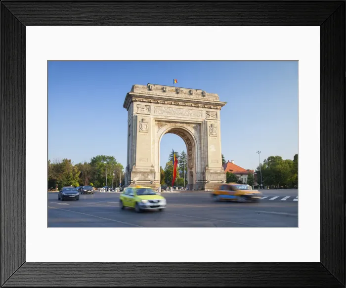 Framed Print : Traffic passing Arch of Triumph, Bucharest, Romania