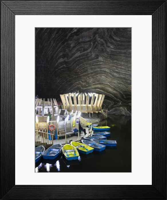Framed Print : Romania, Transylvania, Cluj-Napoca. The boating lake in the Terezia Mine at Salina Framed Print : Romania, Transylvania, Cluj-Napoca. The boating lake in the Terezia Mine at Salina