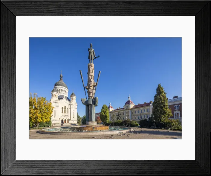 Framed Print : Romania, Transylvania, Cluj-Napoca. The statue of Transylvanian lawyer and revolutionary Framed Print : Romania, Transylvania, Cluj-Napoca. The statue of Transylvanian lawyer and revolutionary