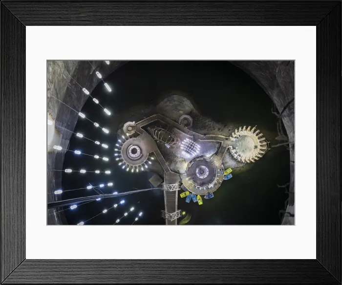 Framed Print : Romania, Transylvania, Cluj-Napoca. An aerial view of the Terezia Mine at Salina Turda Framed Print : Romania, Transylvania, Cluj-Napoca. An aerial view of the Terezia Mine at Salina Turda