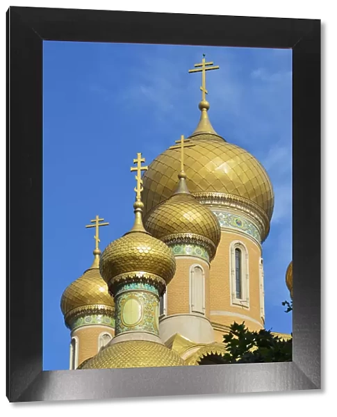 The golden domes of St. Nicholas Orthodox Church. Bucharest, Romania