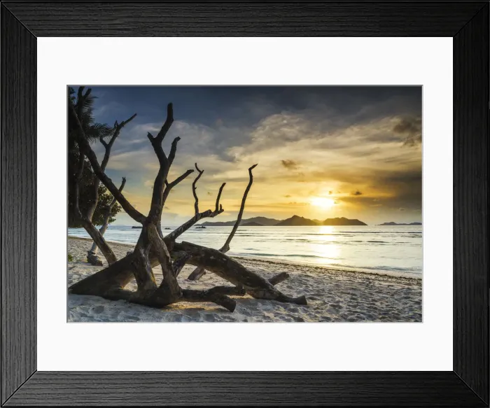 Framed Print : Anse Severe at Sunset, La Digue, Seychelles Framed Print : Anse Severe at Sunset, La Digue, Seychelles