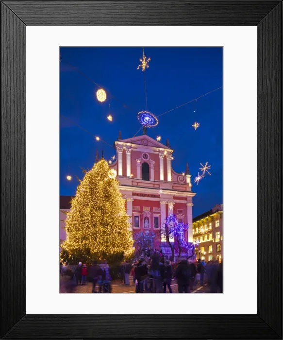 Framed Print : Slovenia, Central Slovenia, Ljubljana. Christmas Market in Preseren Square Framed Print : Slovenia, Central Slovenia, Ljubljana. Christmas Market in Preseren Square