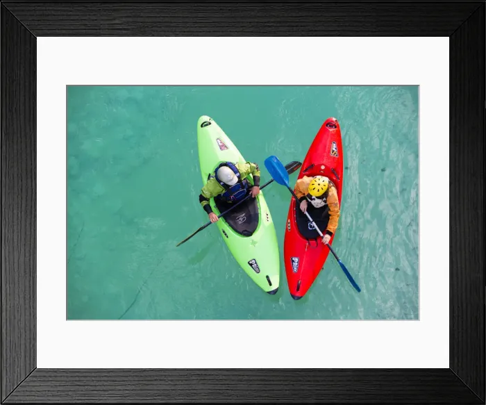 Framed Print : Slovenia, Goriska Region, Bovec. Kayakers on the Soca River Framed Print : Slovenia, Goriska Region, Bovec. Kayakers on the Soca River