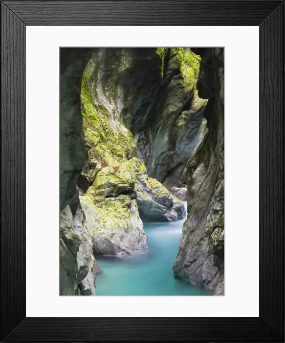 Framed Print : Slovenia, Goriska Region, Tolmin. Tolmin Gorge on the Tolminka River marks the southern Framed Print : Slovenia, Goriska Region, Tolmin. Tolmin Gorge on the Tolminka River marks the southern