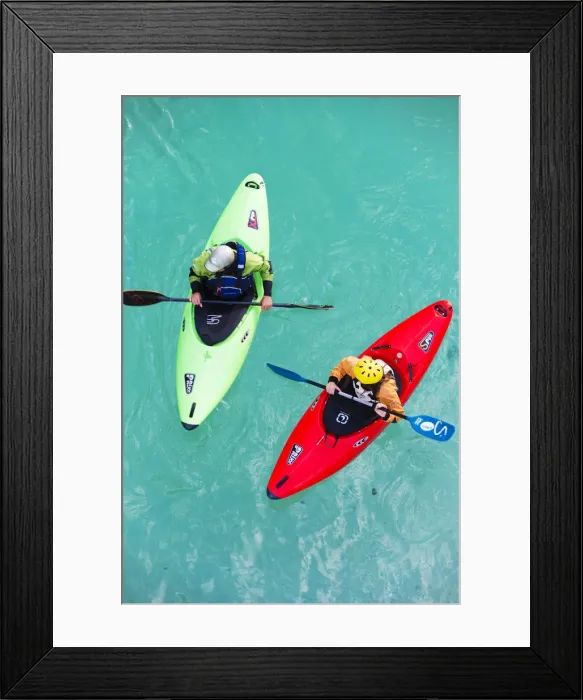 Framed Print : Slovenia, Goriska Region, Bovec. Kayakers on the Soca River Framed Print : Slovenia, Goriska Region, Bovec. Kayakers on the Soca River