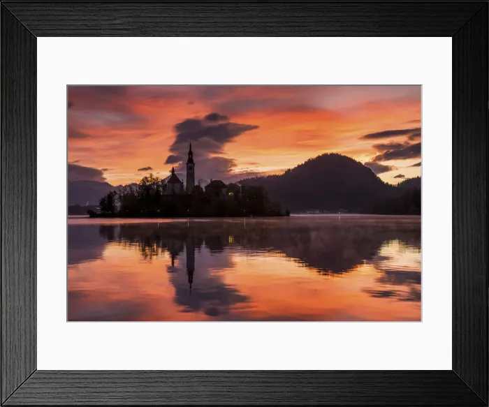 Framed Print : Lake Bled at Sunrise with Assumption of Marys Pilgrimage Church, Slovenia Framed Print : Lake Bled at Sunrise with Assumption of Marys Pilgrimage Church, Slovenia