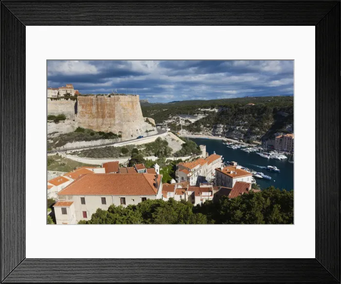 Framed Print : France, Corsica, Corse-du-Sud Department, Corsica South Coast Region, Bonifacio, elevated Framed Print : France, Corsica, Corse-du-Sud Department, Corsica South Coast Region, Bonifacio, elevated