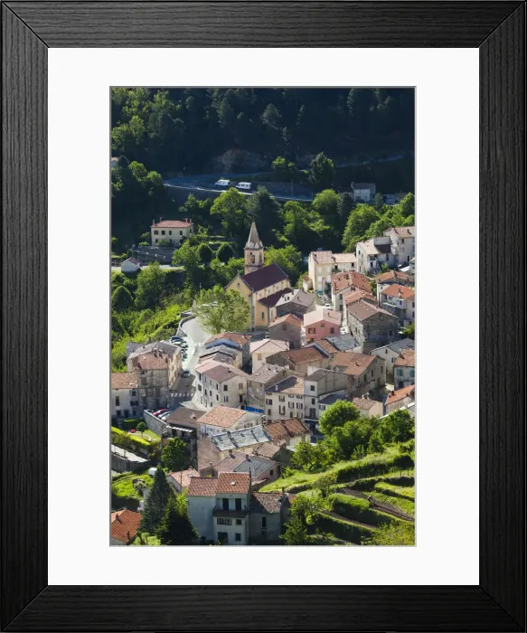 Framed Print : France, Corsica, Haute-Corse Department, Central Mountains Region, Vivario, elevated Framed Print : France, Corsica, Haute-Corse Department, Central Mountains Region, Vivario, elevated