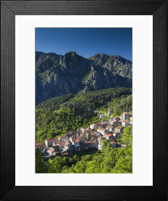 Framed Print : France, Corsica, Haute-Corse Department, Central Mountains Region, Ghisoni, elevated Framed Print : France, Corsica, Haute-Corse Department, Central Mountains Region, Ghisoni, elevated