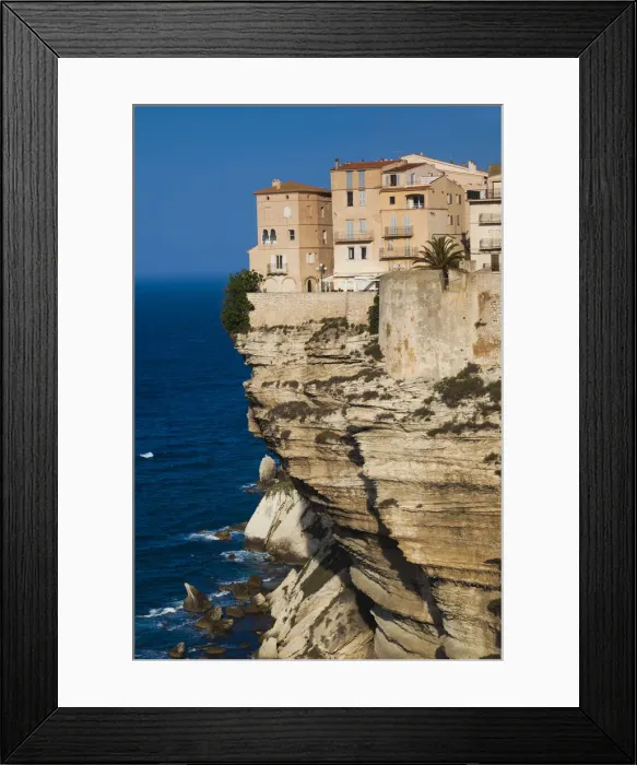 Framed Print : France, Corsica, Corse-du-Sud Department, Corsica South Coast Region, Bonifacio, cliffside