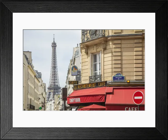 Framed Print : Eiffel Tower & Cafe, Paris, France Framed Print : Eiffel Tower & Cafe, Paris, France