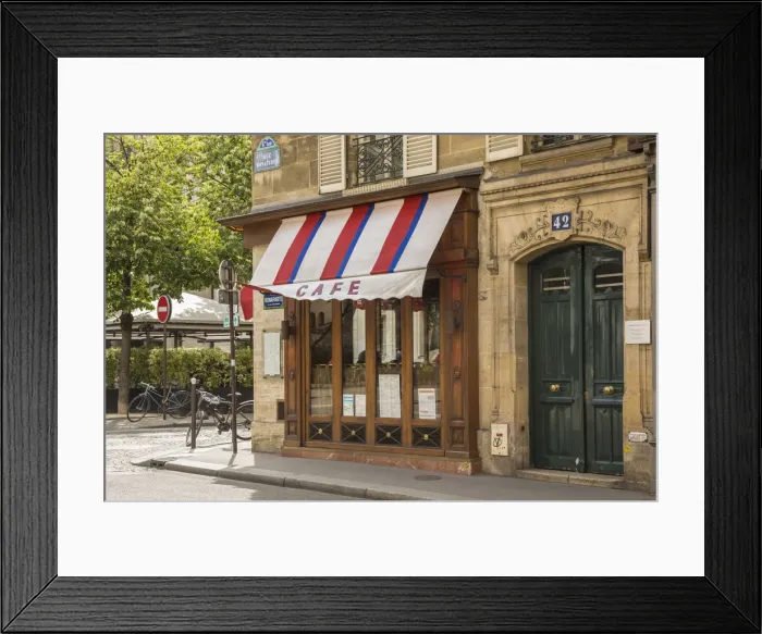 Framed Print : Cafe and building detail, Paris, France Framed Print : Cafe and building detail, Paris, France