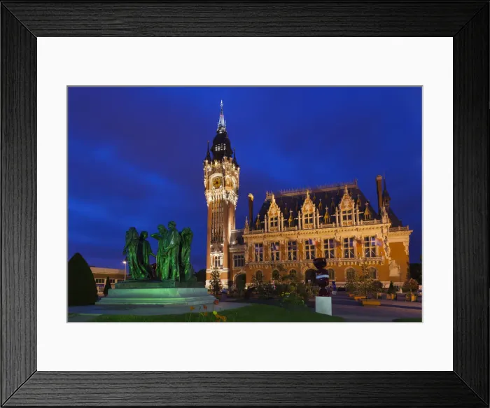 Framed Print : France, Nord-Pas de Calais Region, Calais, town hall and The Burghers of Calais sculpture Framed Print : France, Nord-Pas de Calais Region, Calais, town hall and The Burghers of Calais sculpture
