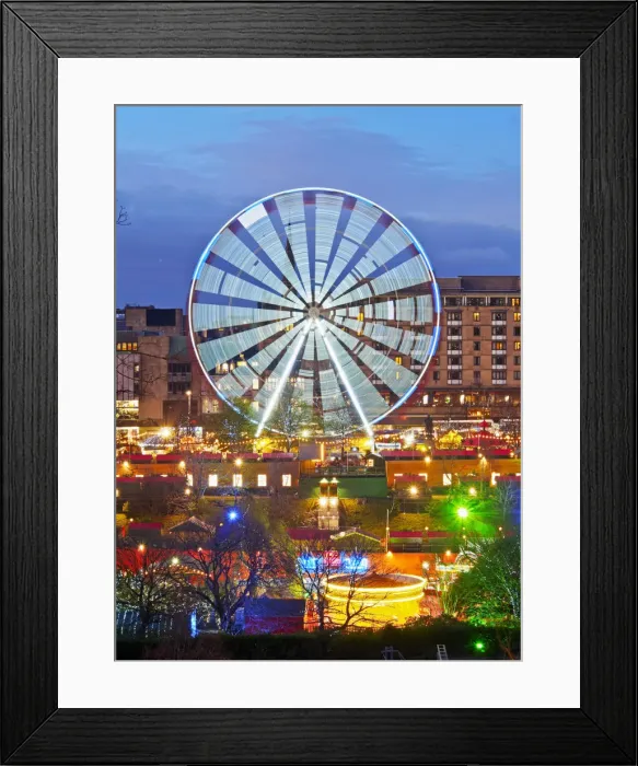 Framed Print : UK, Scotland, Lothian, Edinburgh, Twilight view of the Big Wheel on the Christmas Framed Print : UK, Scotland, Lothian, Edinburgh, Twilight view of the Big Wheel on the Christmas