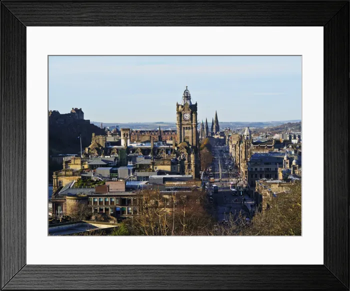 Framed Print : UK, Scotland, Lothian, Edinburgh, Calton Hill, View of the Princes Street with Framed Print : UK, Scotland, Lothian, Edinburgh, Calton Hill, View of the Princes Street with