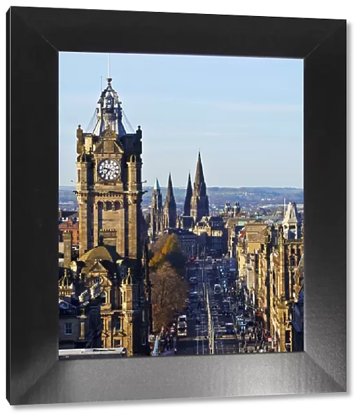 UK, Scotland, Lothian, Edinburgh, Calton Hill, View of the Princes Street with the