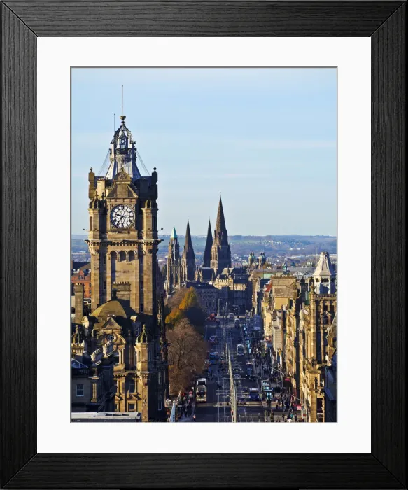 Framed Print : UK, Scotland, Lothian, Edinburgh, Calton Hill, View of the Princes Street with Framed Print : UK, Scotland, Lothian, Edinburgh, Calton Hill, View of the Princes Street with