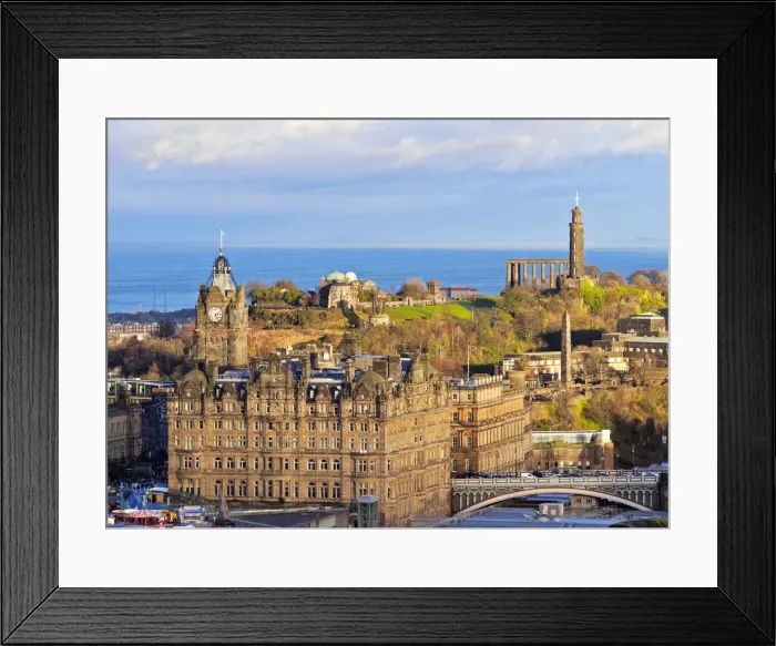 Framed Print : UK, Scotland, Lothian, Edinburgh, The Balmoral Hotel and Calton Hill viewed from Framed Print : UK, Scotland, Lothian, Edinburgh, The Balmoral Hotel and Calton Hill viewed from