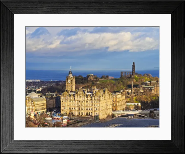 Framed Print : UK, Scotland, Lothian, Edinburgh, The Balmoral Hotel and Calton Hill viewed from Framed Print : UK, Scotland, Lothian, Edinburgh, The Balmoral Hotel and Calton Hill viewed from