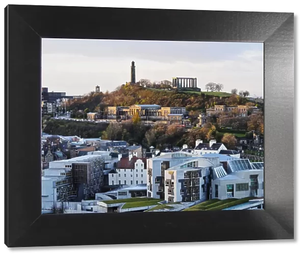 UK, Scotland, Lothian, Edinburgh, Elevated view of the Scottish Parliament Building