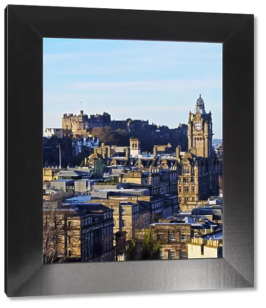 UK, Scotland, Lothian, Edinburgh, Calton Hill, View of the Balmoral Hotel Clock Tower