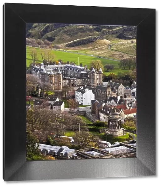 UK, Scotland, Lothian, Edinburgh, Palace of Holyroodhouse viewed from the Calton Hill