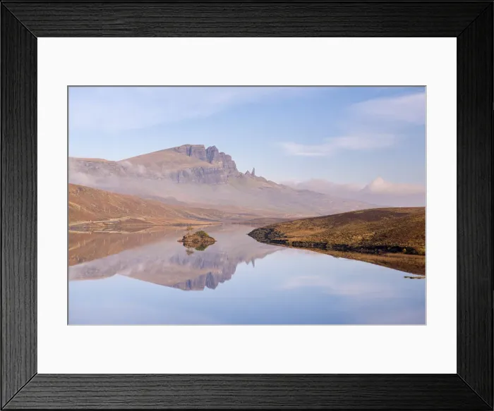 Framed Print : The Storr reflected in the tranquil water of Loch Fada, Isle of Skye, Scotland. Autumn Framed Print : The Storr reflected in the tranquil water of Loch Fada, Isle of Skye, Scotland. Autumn