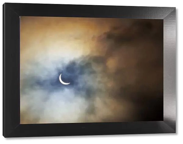UK, Scotland, Lothian, Edinburgh, Holyrood Park, Solar Eclipse viewed through the