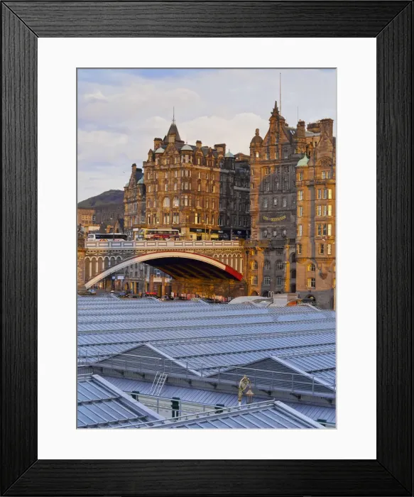 Framed Print : UK, Scotland, Lothian, Edinburgh, View of the Scotsman Hotel and the North Bridge Framed Print : UK, Scotland, Lothian, Edinburgh, View of the Scotsman Hotel and the North Bridge