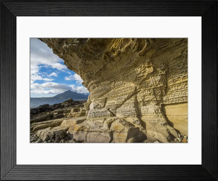 Framed Print : Weathered Cliffs & The Cuillins, Elgol, Isle of Skye, Scotland Framed Print : Weathered Cliffs & The Cuillins, Elgol, Isle of Skye, Scotland