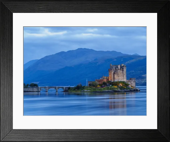 Framed Print : UK, Scotland, Highlands, Dornie, Twilight view of the Eilean Donan Castle Framed Print : UK, Scotland, Highlands, Dornie, Twilight view of the Eilean Donan Castle